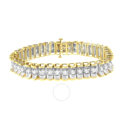 Haus Of Brilliance 14k Yellow And White Gold 5.0 Cttw Round & Baguette Cut Diamond 7" Reflective Tennis Bracelet
