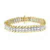 Haus Of Brilliance 14k Yellow And White Gold 5.0 Cttw Round & Baguette Cut Diamond 7" Reflective Tennis Bracelet In Multi