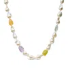 Haus Of Brilliance 14k Yellow Citrine, Amethyst, And Baroque Pearl Strand Necklace In Yellow