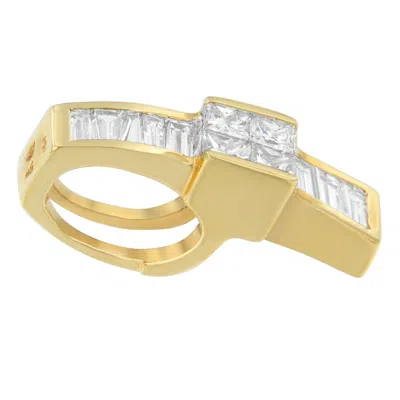 Haus Of Brilliance 14k Yellow Gold 1 1/10 Cttw Baguette And Princess Cut Overlapping Diamond Drop Pendant Necklace