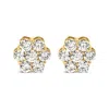 Haus Of Brilliance 14k Yellow Gold 1 1/2 Cttw 7 Stone Floral Cluster Round Brilliant Cut Diamond Stud Earrings With Scr In Yellow