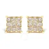 Haus Of Brilliance 14k Yellow Gold 1 1/2 Cttw Invisible Set Princess-cut Diamond 9 Stone Square Stud Earrings In Yellow