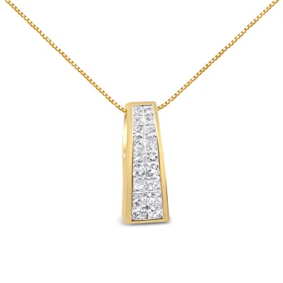 Haus Of Brilliance 14k Yellow Gold 1 1/2 Cttw Princess Cut Diamond Greek Column Pendant Necklace