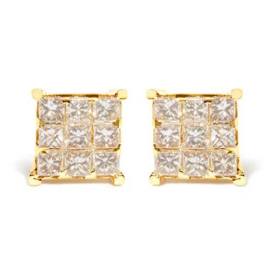 Haus Of Brilliance 14k Yellow Gold 1 1/2 Cttw Princess-cut Diamond Square Stud Earrings