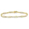 Haus Of Brilliance 14k Yellow Gold 1-1/2 Cttw Round Brilliant-cut & Baguette Cut Diamond Bezel And Tapered Link 7" Tenn In Yellow