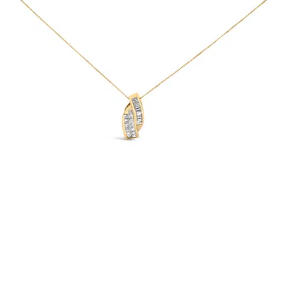 Haus Of Brilliance 14k Yellow Gold 1 1/3 Cttw Princess And Baguette-cut Diamond Double Curved Pendant Necklace