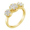 Haus Of Brilliance 14k Yellow Gold 1-1/4 Cttw Brilliant Cut Diamond Three Round Floral Clusters Engagement Or Fashion R In Yellow