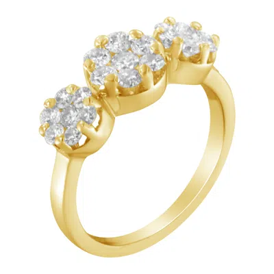 Haus Of Brilliance 14k Yellow Gold 1-1/4 Cttw Brilliant Cut Diamond Three Round Floral Clusters Engagement Or Fashion R