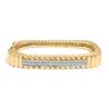 Haus Of Brilliance 14k Yellow Gold 1 1/4 Cttw Diamond Ribbed Rounded Rectangle Bangle Bracelet In Gold