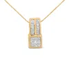 Haus Of Brilliance 14k Yellow Gold 1 1/4 Cttw Princess And Baguette Cut Geometric Inspired Diamond Pendant Necklace In Yellow