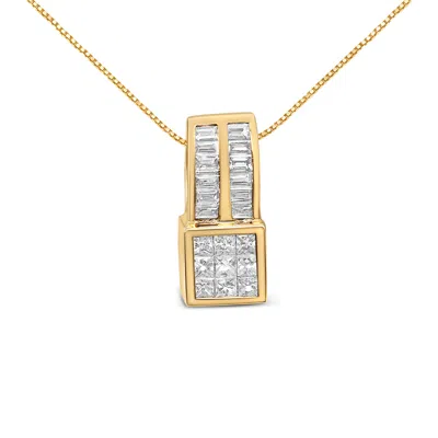 Haus Of Brilliance 14k Yellow Gold 1 1/4 Cttw Princess And Baguette Cut Geometric Inspired Diamond Pendant Necklace