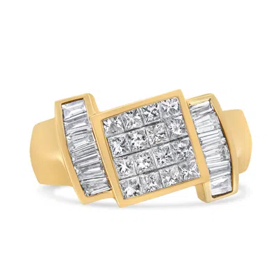 Haus Of Brilliance 14k Yellow Gold 1 5/8 Cttw Invisible-set Princess And Baguette Diamond Cocktail Band Ring