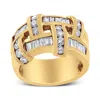 Haus Of Brilliance 14k Yellow Gold 1 5/8 Cttw Round And Baguette Diamond Lattice Grid Design Ring Ba In Yellow