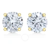 Haus Of Brilliance 14k Yellow Gold 1.0 Cttw Round Brilliant Cut Lab Grown White Diamond 4-prong Classic Solitaire Stud  In Yellow