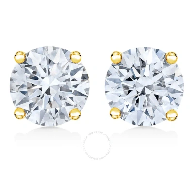 Haus Of Brilliance 14k Yellow Gold 1.0 Cttw Round Brilliant Cut Lab Grown White Diamond 4-prong Classic Solitaire Stud 