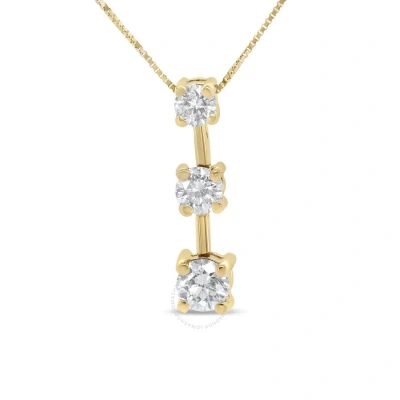 Haus Of Brilliance 14k Yellow Gold 1.00 Cttw Round Diamond Three-stone Drop Pendant 18" Necklace - (