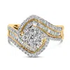 Haus Of Brilliance 14k Yellow Gold 1.0 Cttw Baguette & Brilliant-cut Diamond Round Floral Cluster Engagement Or Fashion In Yellow