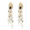 Haus Of Brilliance 14k Yellow Gold 1.0 Cttw Diamond And Blue Sapphire Chandelier Earrings In Gold