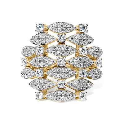 Haus Of Brilliance 14k Yellow Gold 1.0 Cttw Diamond Geometric Stacked Open Cocktail Ring