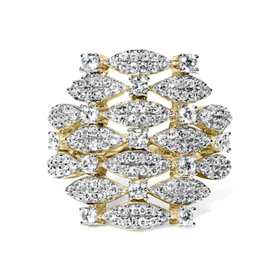 Haus Of Brilliance 14k Yellow Gold 1.0 Cttw Diamond Geometric Stacked Open Cocktail Ring (i-j Color, I1-i2 Clarity)