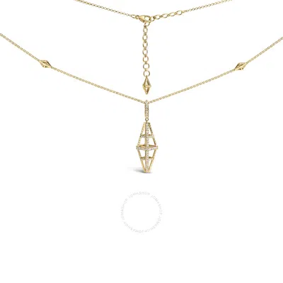 HAUS OF BRILLIANCE HAUS OF BRILLIANCE 14K YELLOW GOLD 1.0 CTTW DIAMOND STUDDED GEOMETRIC DOUBLE PYRAMID 18" PENDANT NEC