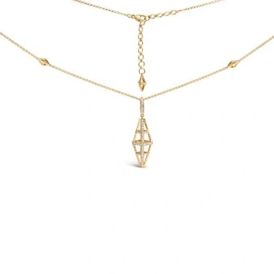 Haus Of Brilliance 14k Yellow Gold 1.0 Cttw Diamond Studded Geometric Double Pyramid Pendant Necklac