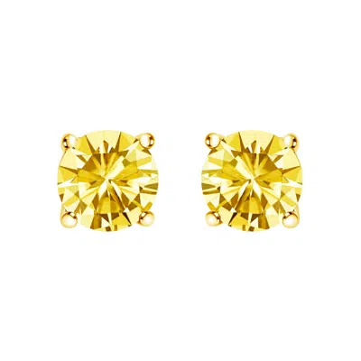 HAUS OF BRILLIANCE HAUS OF BRILLIANCE 14K YELLOW GOLD 1.0 CTTW LAB GROWN YELLOW DIAMOND SOLITAIRE STUD EARRINGS (YELLOW