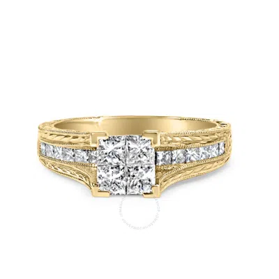 Haus Of Brilliance 14k Yellow Gold 1.0 Cttw Princess Composite Diamond Engagement Ring- Size 7