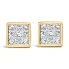 Haus Of Brilliance 14k Yellow Gold 1.0 Cttw Princess Cut Diamond Composite Stud Earrings With Screw Backs In Yellow