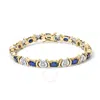Haus Of Brilliance 14k Yellow Gold 1.00 Cttw Alternating Diamond And 6 1/2 Cttw Oval Blue Sapphire L In Yellow