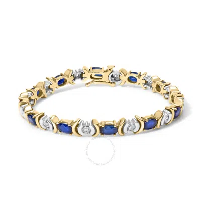 Haus Of Brilliance 14k Yellow Gold 1.00 Cttw Alternating Diamond And 6 1/2 Cttw Oval Blue Sapphire L