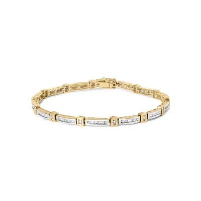 Haus Of Brilliance 14k Yellow Gold 1.00 Cttw Baguette Diamond Channel Link Bracelet