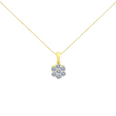 Haus Of Brilliance 14k Yellow Gold 1.00 Cttw Brilliant Round-cut Diamond 7 Stone Floral Cluster 18" Pendant Necklace