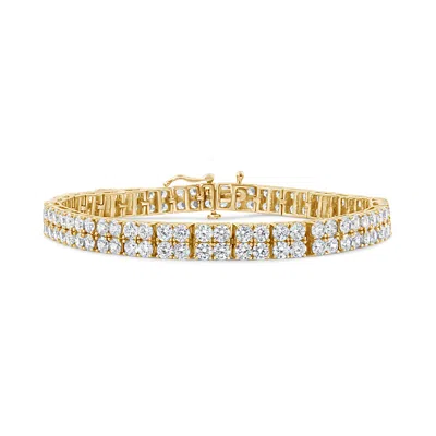 Haus Of Brilliance 14k Yellow Gold 10.0 Cttw Diamond 2 Row Tennis Bracelet In Multi