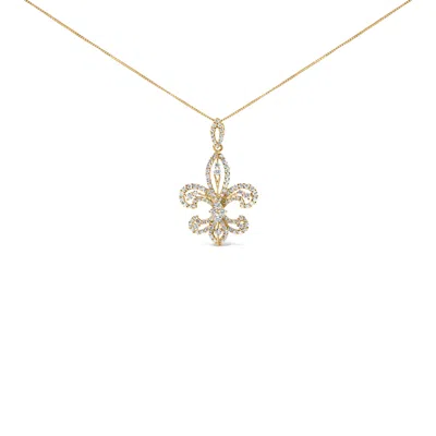 Haus Of Brilliance 14k Yellow Gold 1.00 Cttw Round Diamond Fleur De Lis 18" Pendant Necklace