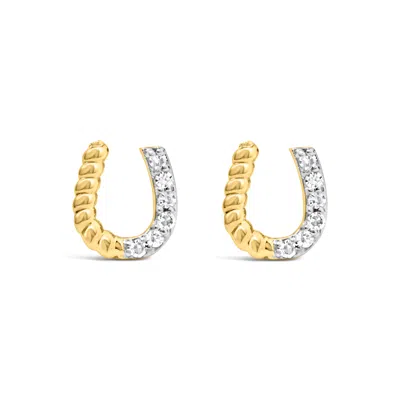 Haus Of Brilliance 14k Yellow Gold 1/10 Cttw Diamond And Braided Horseshoe Stud Earrings