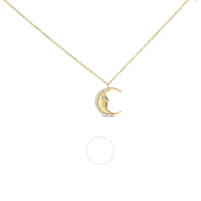 Haus Of Brilliance 14k Yellow Gold 1/10 Cttw Diamond Crescent Man On The Moon 18" Pendant Necklace