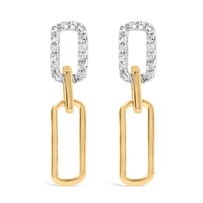 Haus Of Brilliance 14k Yellow Gold 1/10 Cttw Diamond Studded Paperclip Drop And Dangle Earrings