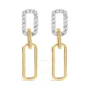 Haus Of Brilliance 14k Yellow Gold 1/10 Cttw Diamond Studded Paperclip Drop And Dangle Earrings (i-j In Yellow
