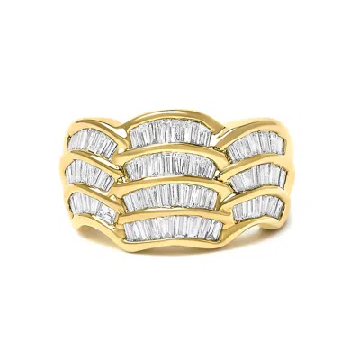 Haus Of Brilliance 14k Yellow Gold 1-1/3 Cttw Baguette Diamond Wave Design Band Ring