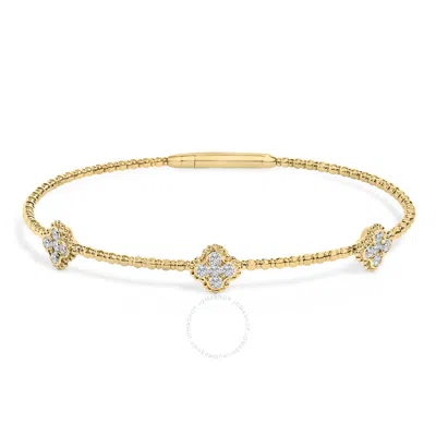 Haus Of Brilliance 14k Yellow Gold 1/2 Cttw Diamond Quatrefoil Clover Style Bangle Bracelet- 7.75 In