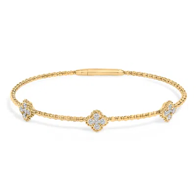 Haus Of Brilliance 14k Yellow Gold 1/2 Cttw Diamond Quatrefoil Clover Style Bangle Bracelet