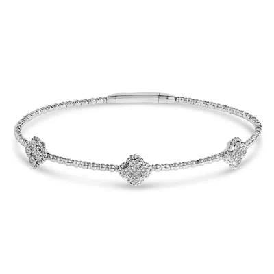 Haus Of Brilliance 14k Yellow Gold 1/2 Cttw Diamond Quatrefoil Clover Style Bangle Bracelet In Silver