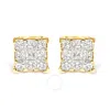 Haus Of Brilliance 14k Yellow Gold 1/2 Cttw Invisible Set Princess-cut Diamond 9 Stone Square Stud E In Yellow
