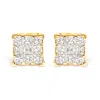 Haus Of Brilliance 14k Yellow Gold 1/2 Cttw Invisible Set Princess-cut Diamond 9 Stone Square Stud Earrings In Yellow
