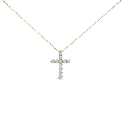 Haus Of Brilliance 14k Yellow Gold 1/2 Cttw Lab Grown Diamond 11 Stone Cross Pendant Necklace