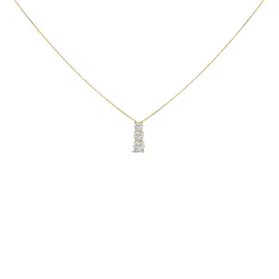 Haus Of Brilliance 14k Yellow Gold 1/2 Cttw Lab Grown Diamond Three Stone Pendant Necklace