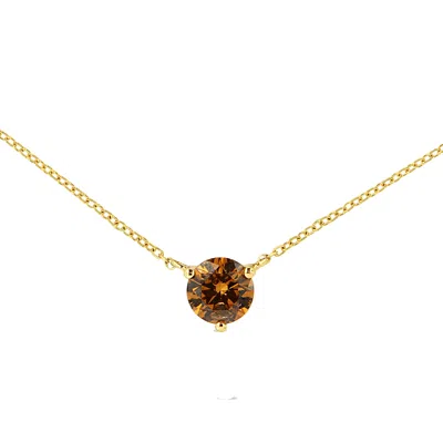 Haus Of Brilliance 14k Yellow Gold 1/2 Cttw Martini Set Lab Grown Yellow Diamond Solitaire 18" Pendant Necklace