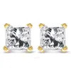 HAUS OF BRILLIANCE HAUS OF BRILLIANCE 14K YELLOW GOLD 1/2 CTTW PRINCESS CUT DIAMOND SOLITAIRE STUD EARRINGS WITH SCREWB