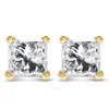 Haus Of Brilliance 14k Yellow Gold 1/2 Cttw Princess Cut Diamond Solitaire Stud Earrings With Screwb In Yellow